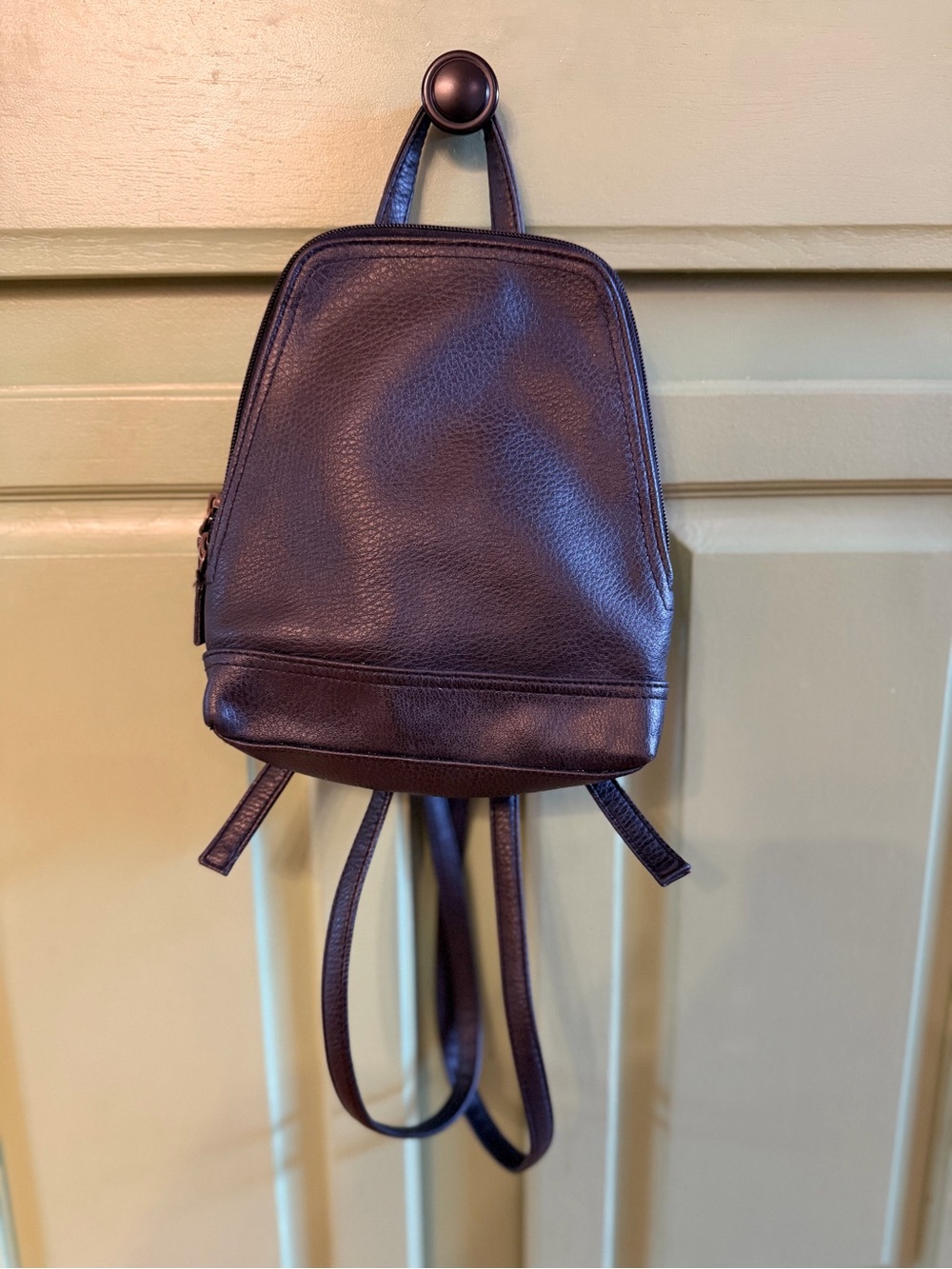 Leather Mini Backpack - Black